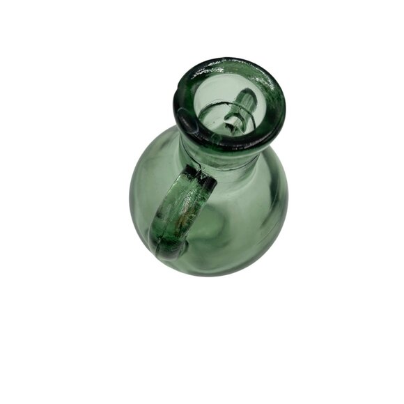 Vintage Green Glass Double Handled Jug 7.5" Tall - Picture 8 of 10